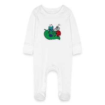 drôles animaux plantes fruits légumes motifs enfants - Grenouillère bio avec gants Bébé - blanc - Devant