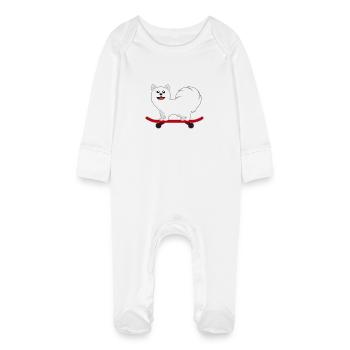 drôles animaux plantes fruits légumes motifs enfants - Grenouillère bio avec gants Bébé - blanc - Devant