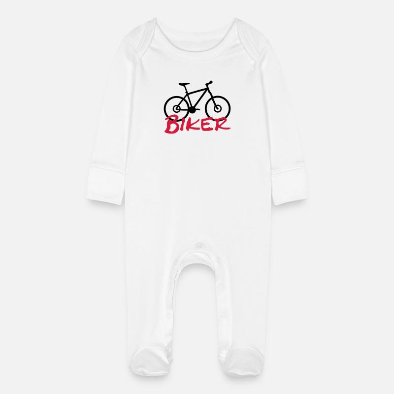 motarde - Grenouillère bio avec gants Bébé - blanc