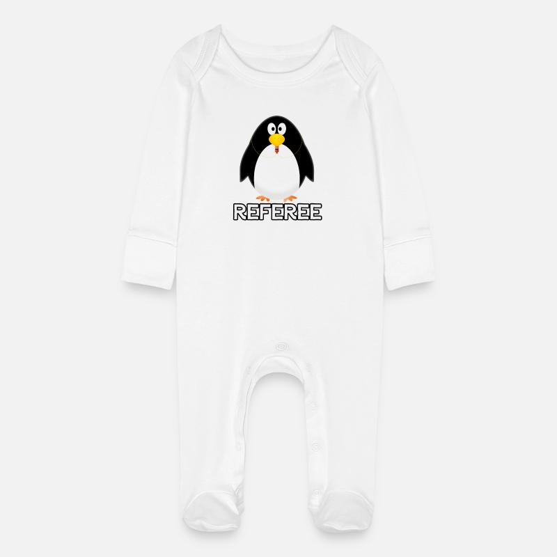 Referee - Schiedsrichter - Baby Bio-Schlafanzug mit Kratzhandschuhen - Weiß