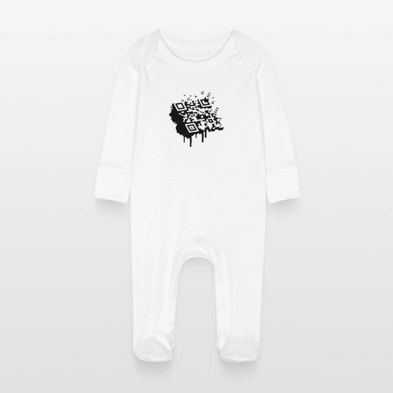 A 3D bar code as a graffiti Baby Organic Sleepsuit with Scratch Mitts