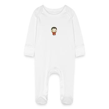 Dessin animé Vampire Dracula mignon – Conception d’Halloween - Grenouillère bio avec gants Bébé - blanc - Devant