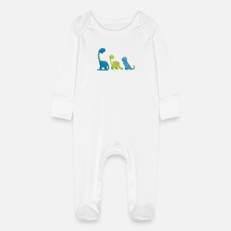 Drôle De Dinosaure Espèces I Dino Enfants Cadeau - Grenouillère bio avec gants Bébé - blanc