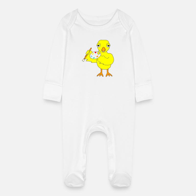 Poussin d'art - Grenouillère bio avec gants Bébé - blanc