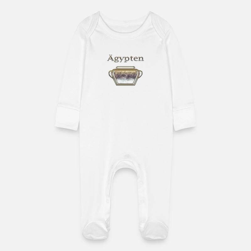 Egypte 90ème - Grenouillère bio avec gants Bébé - blanc