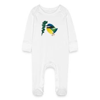 Mésange bleue et baies - Grenouillère bio avec gants Bébé - blanc - Devant
