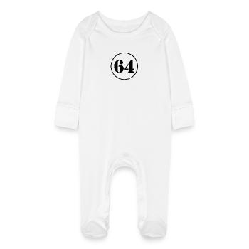 NUMÉRO 64 soixante quatre cadeau d'anniversaire - Grenouillère bio avec gants Bébé - blanc - Devant