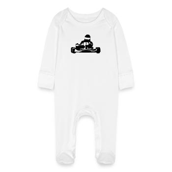 karting - Grenouillère bio avec gants Bébé - blanc - Devant