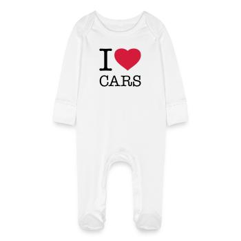 J’AIME LES VOITURES Autos - Grenouillère bio avec gants Bébé - blanc - Devant