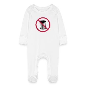 interdit schild zone pas tonne muelle - Grenouillère bio avec gants Bébé - blanc - Devant