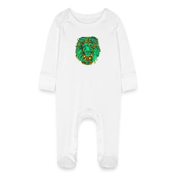 Lion light in neon frenzy - Baby Organic Sleepsuit with Scratch Mitts - white - Front