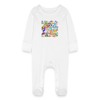 Musical Notes - Baby Organic Sleepsuit with Scratch Mitts - white - Front