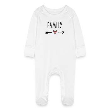 Family heart arrow love cupid cohesion - Baby Organic Sleepsuit with Scratch Mitts - white - Front