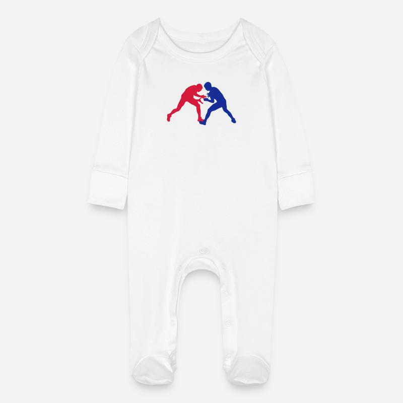 lutte gréco-romaine - Grenouillère bio avec gants Bébé - blanc