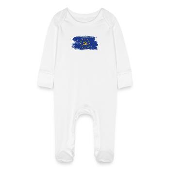 Europa Flagge mit Hammer und Sichel / Geschenk - Baby Bio-Schlafanzug mit Kratzhandschuhen - Weiß - Vorne
