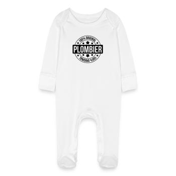 Plombier - Grenouillère bio avec gants Bébé - blanc - Devant