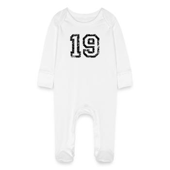 Number 19 number nineteen 19th birthday nineteenth - Baby Organic Sleepsuit with Scratch Mitts - white - Front