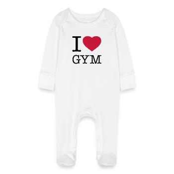 I LOVE GYM Fitness Muscle Training - Baby Organic Sleepsuit with Scratch Mitts - white - Front