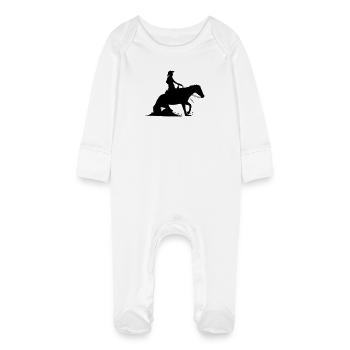 Equitation Western Equestre - Reining - Grenouillère bio avec gants Bébé - blanc - Devant