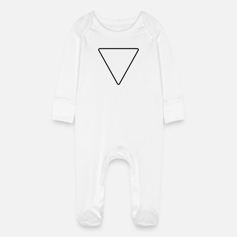 Triangle with rounded corners as a warning sign - Baby Organic Sleepsuit with Scratch Mitts - white