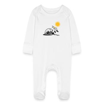 Boule à neige avec tournesol et soleil - Grenouillère bio avec gants Bébé - blanc - Devant