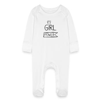 Queen of girl power - Baby Organic Sleepsuit with Scratch Mitts - white - Front