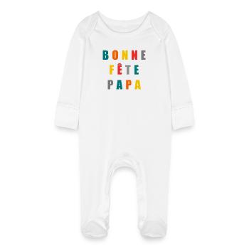 Bonne Fête Papa. Fête des pères. Meilleur papa - Grenouillère bio avec gants Bébé - blanc - Devant
