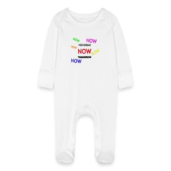 Dynamic Reminder Text Illustration - Baby Organic Sleepsuit with Scratch Mitts - white - Front