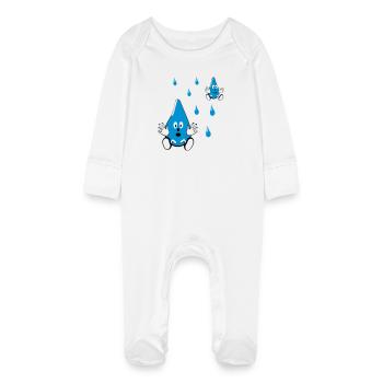 Little Water Drop Friends - Baby Organic Sleepsuit with Scratch Mitts - white - Front
