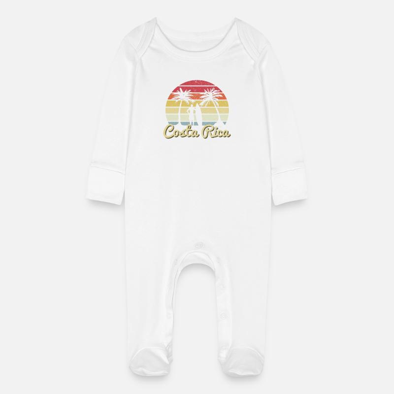 Surfeurs Costa Rica - Grenouillère bio avec gants Bébé - blanc