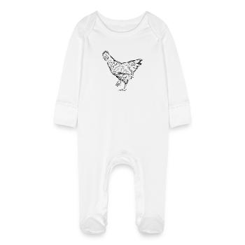 Chicken Chicken Hen - Baby Organic Sleepsuit with Scratch Mitts - white - Front