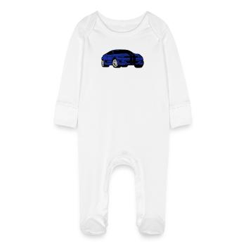 Sports Car - Sports Car - Coupé - Baby Organic Sleepsuit with Scratch Mitts - white - Front