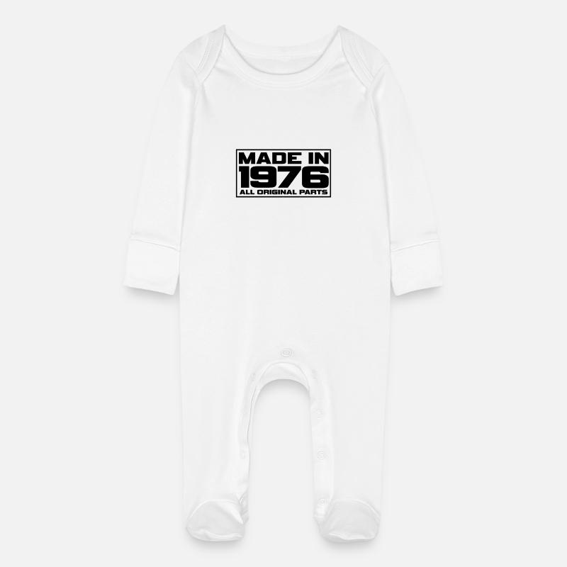 Fabriqué en 1976 - Grenouillère bio avec gants Bébé - blanc