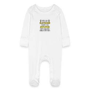 Electrician Cant Fix Stupid - Baby Organic Sleepsuit with Scratch Mitts - white - Front