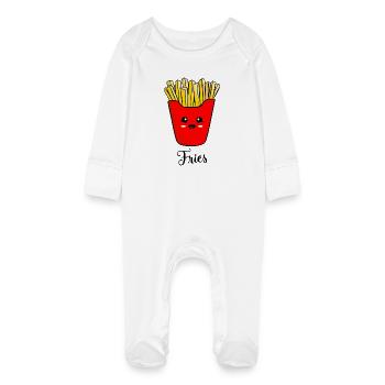 Frites mignonnes - Grenouillère bio avec gants Bébé - blanc - Devant