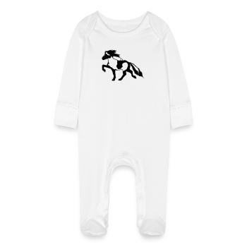 Cheval islandais tick 7, Pinto équitation islandaise - Grenouillère bio avec gants Bébé - blanc - Devant