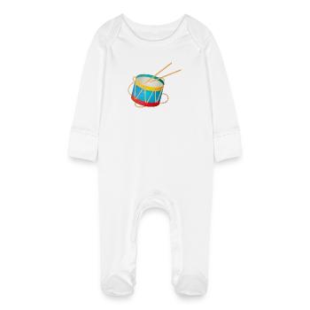colorful drum for children with drumsticks - Baby Organic Sleepsuit with Scratch Mitts - white - Front