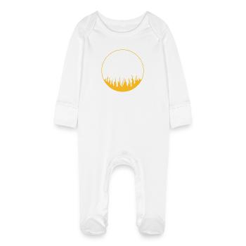 Circle on fire | 1-Color vectorgraphic - Baby Organic Sleepsuit with Scratch Mitts - white - Front