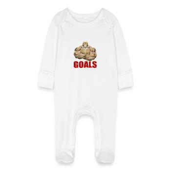 Gym Goals - Baby Organic Sleepsuit with Scratch Mitts - white - Front