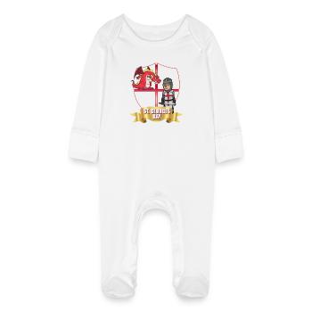 St. Georg Tag Drachenritter - Baby Bio-Schlafanzug mit Kratzhandschuhen - Weiß - Vorne
