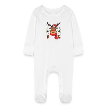 Rennais Noël décorations - Grenouillère bio avec gants Bébé - blanc - Devant