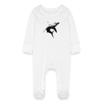 Great white shark - Baby Organic Sleepsuit with Scratch Mitts - white - Front