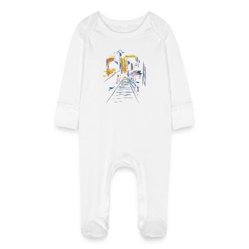 Architektur Abstrakt - Baby Bio-Schlafanzug mit Kratzhandschuhen - Weiß - Vorne