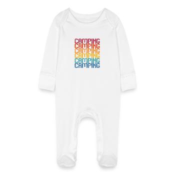 Camping Regenbogen Blockschrift - Baby Bio-Schlafanzug mit Kratzhandschuhen - Weiß - Vorne