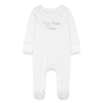 Rich Auntie Vibes Aunt Women Best Aunty Mothers Da - Baby Organic Sleepsuit with Scratch Mitts - white - Front