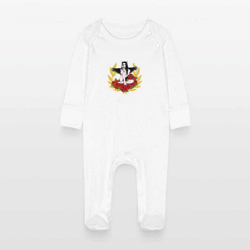 Devilish Devil Woman Satan's Roast Devil Baby Organic Sleepsuit with Scratch Mitts