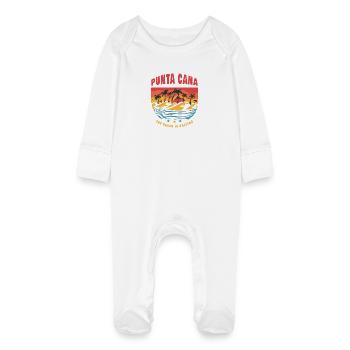 Conception de plage de Punta Cana - Grenouillère bio avec gants Bébé - blanc - Devant