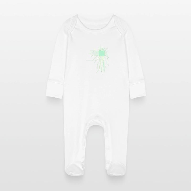 board core cpu computer nerd pc humor geek code Baby Organic Sleepsuit with Scratch Mitts