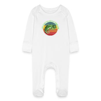 Life’s Better with a Chameleon - Baby Organic Sleepsuit with Scratch Mitts - white - Front