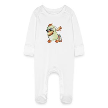 Dab Dance Rooster I Dabbendes Poulet - Grenouillère bio avec gants Bébé - blanc - Devant